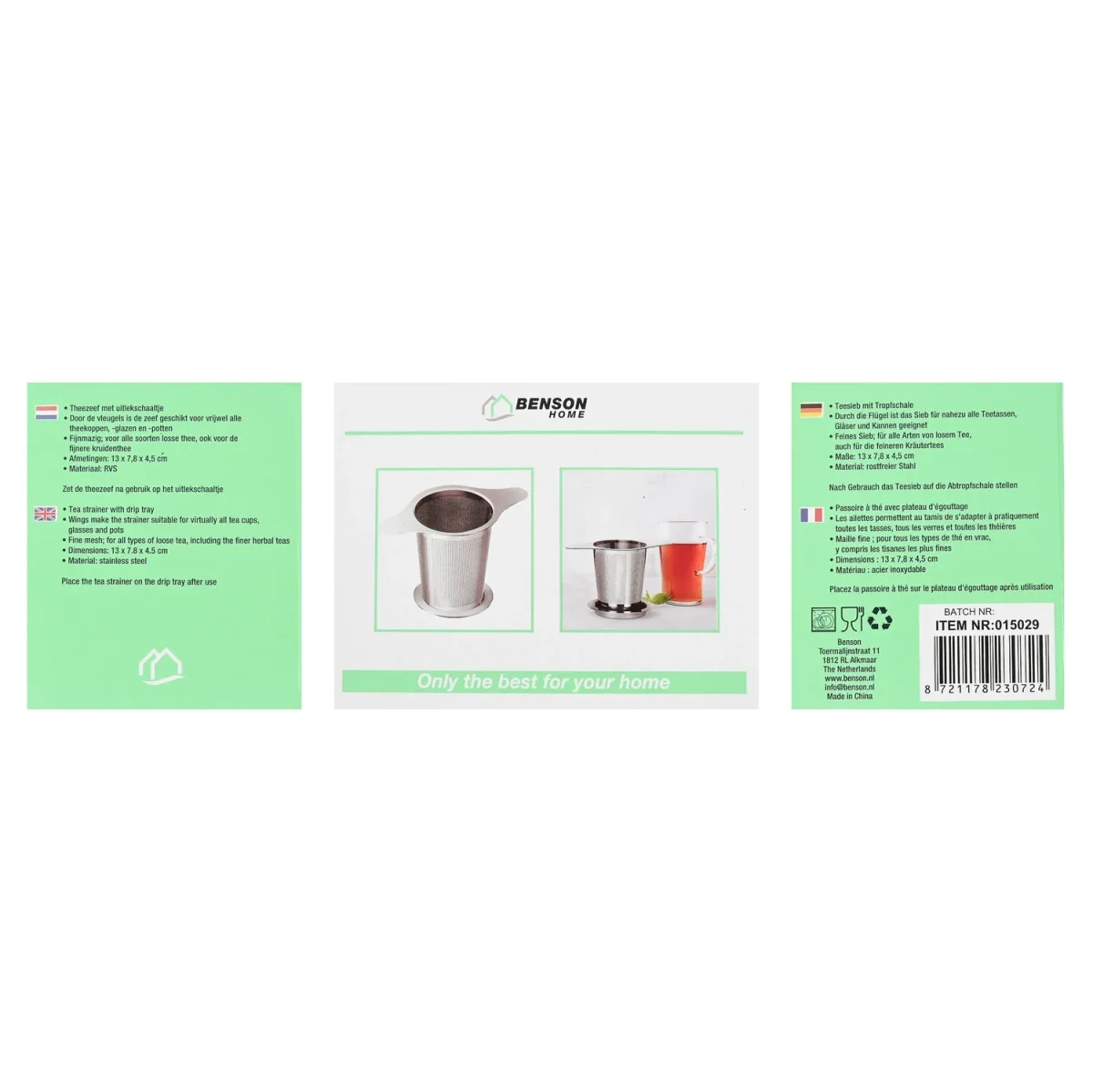 Benson RVS Theezeef met Uitlekschaaltje - Fijnmazig - Universeel - 13 cm - Afbeelding 7
