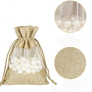 10x jute doorzichtige Cadeau Zakjes
